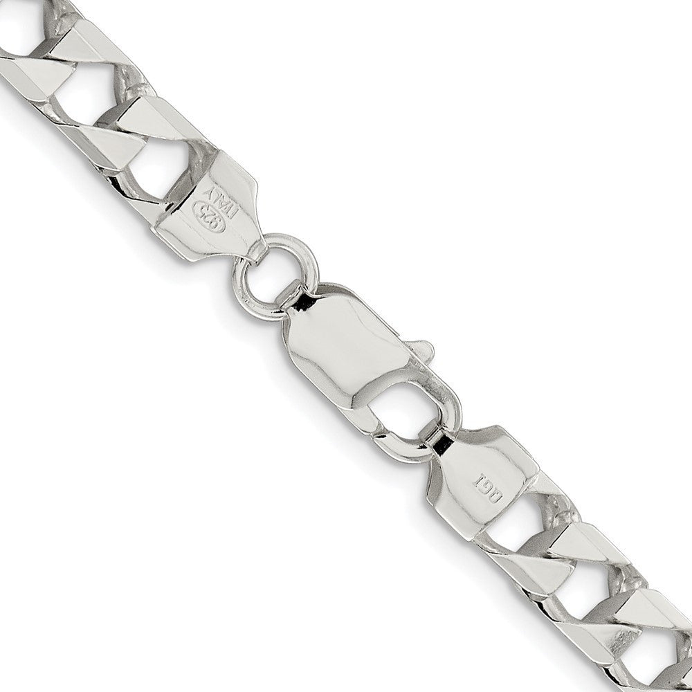 Sterling Silver Rhodium-plated Diamond-Cut Square Curb Chain Necklace 22"