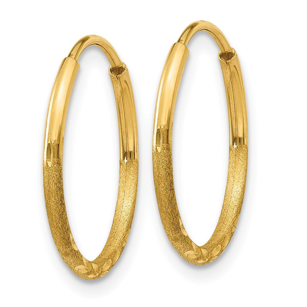 14k Yellow Gold 1.25mm Diamond-cut Endless Hoop Earring