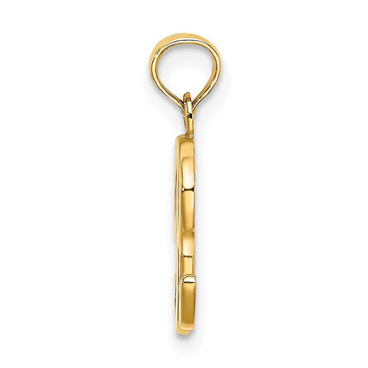 14k Yellow Gold Script Letter R Initial Pendant