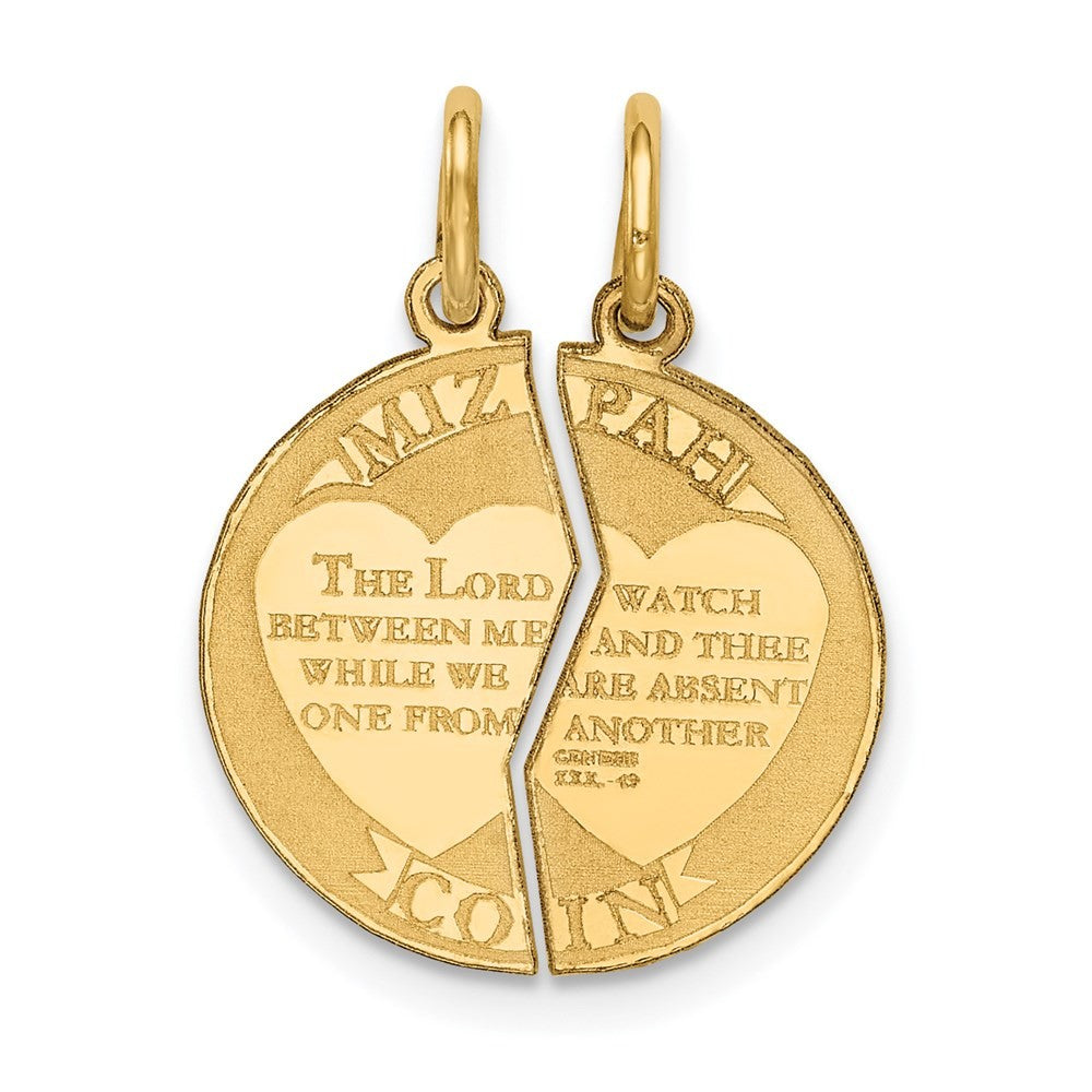 14k Yellow Gold 2-piece Mizpah Charm Pendant