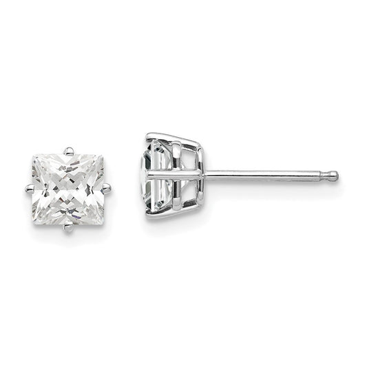 14k White Gold 5mm Cubic Zirconia Stud Earrings