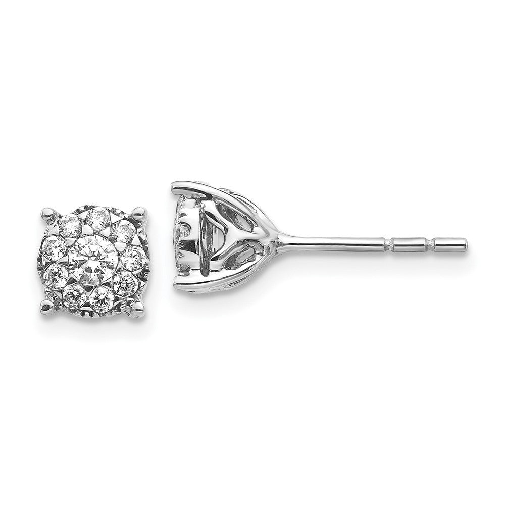 14k White Gold Diamond Cluster Stud Earrings