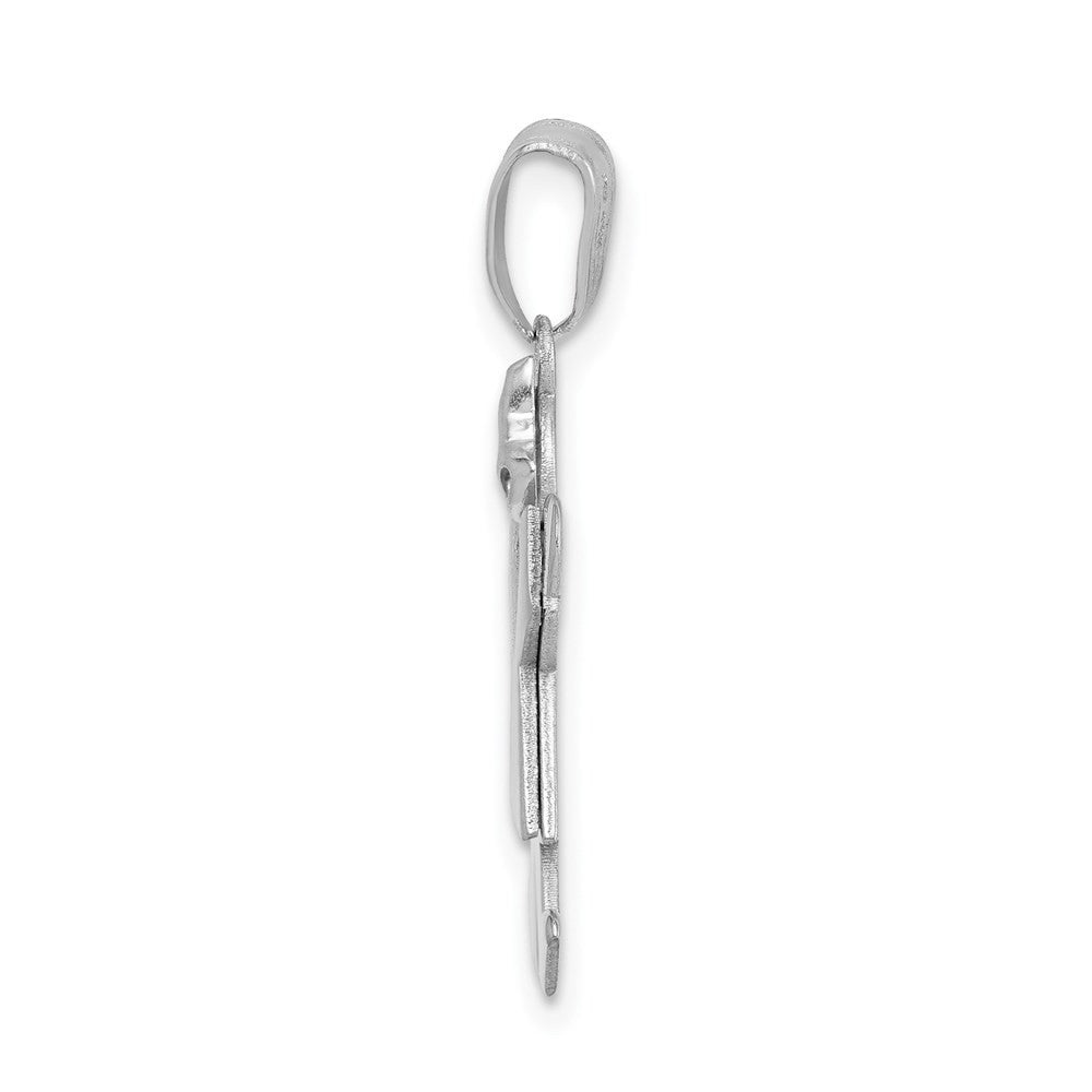 14k White Gold Small Girl Bow on Left Engravable Charm Pendant