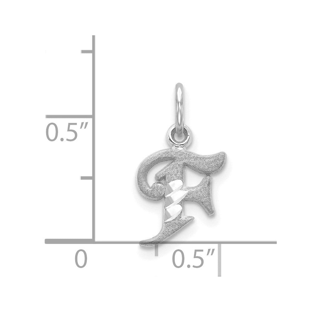 14k White Gold Diamond-cut Letter F Initial Charm Pendant