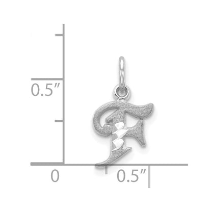 14k White Gold Diamond-cut Letter F Initial Charm Pendant