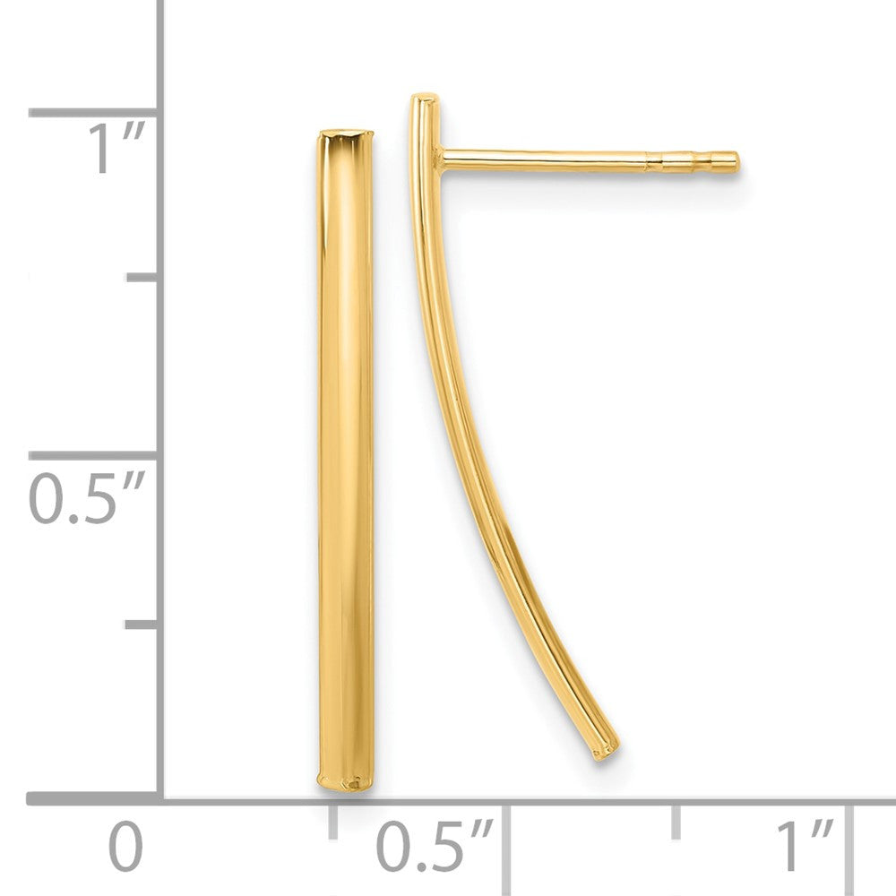 14k Yellow Gold Polished Bar Dangle Earrings