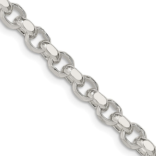 Sterling Silver 4mm Diamond-cut Rolo Chain Necklace 20"