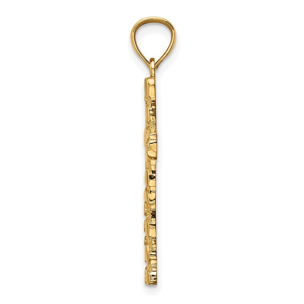14k Yellow Gold Nugget Cross Pendant