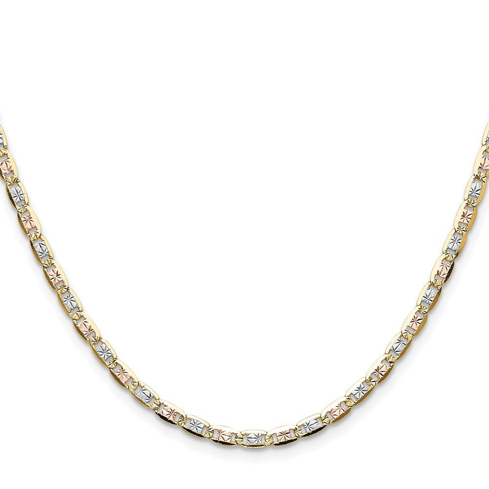 14k Tri-color Gold 3.2mm Valentino Chain Necklace 16"