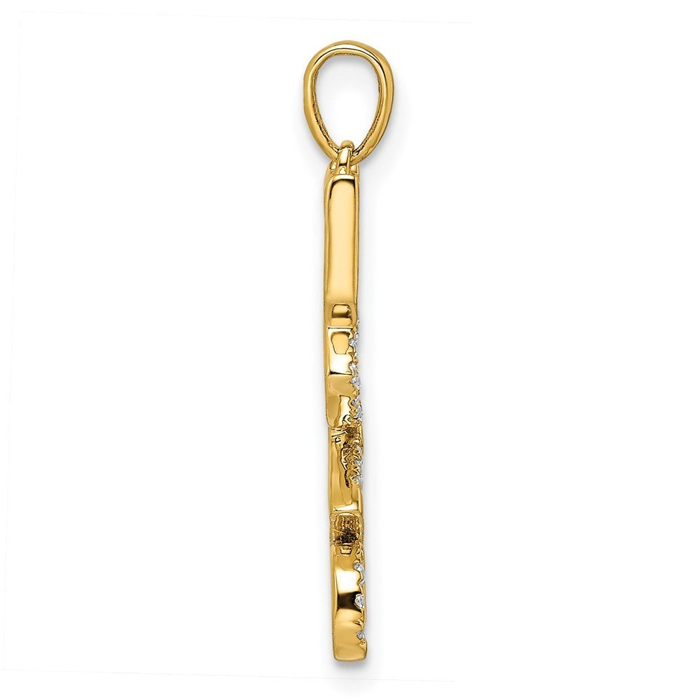 14k Yellow Gold Polished LOVE Diamond Pendant