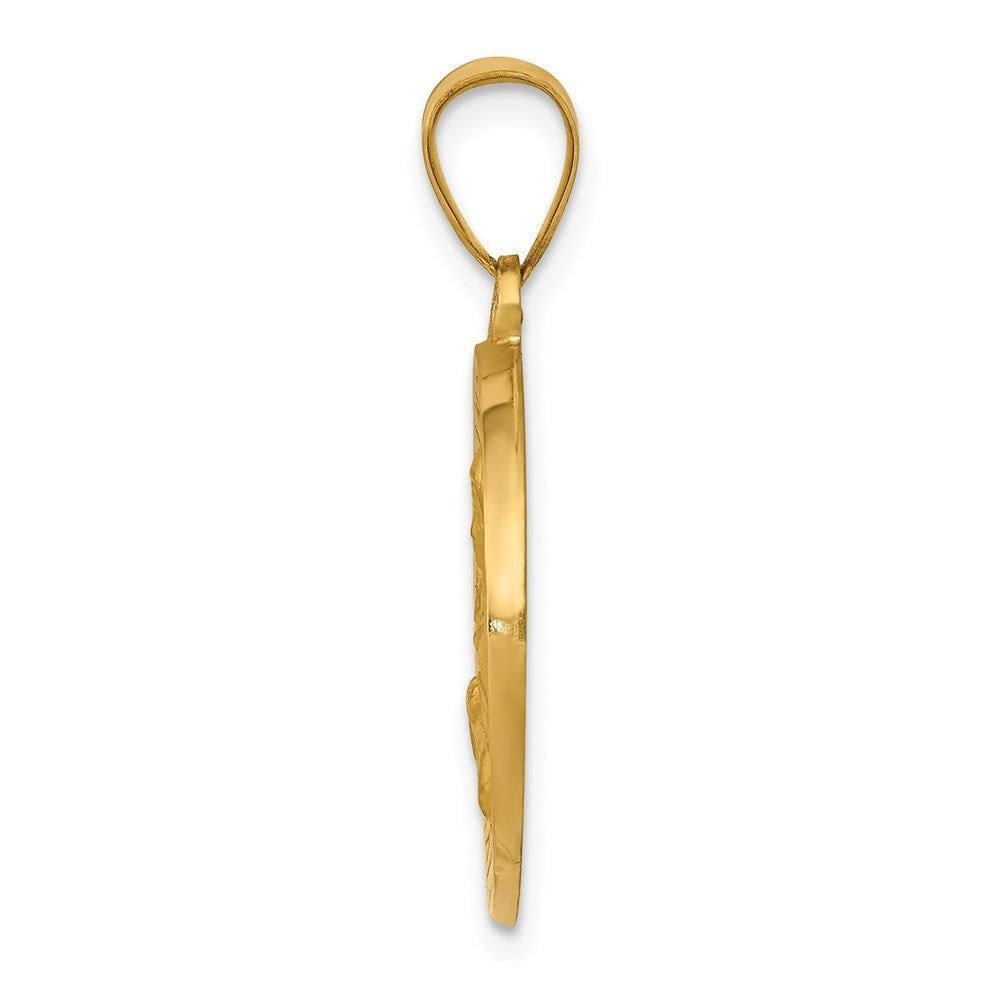 14k Yellow Gold Polished/Satin St. Cecilia Hollow Medal Pendant