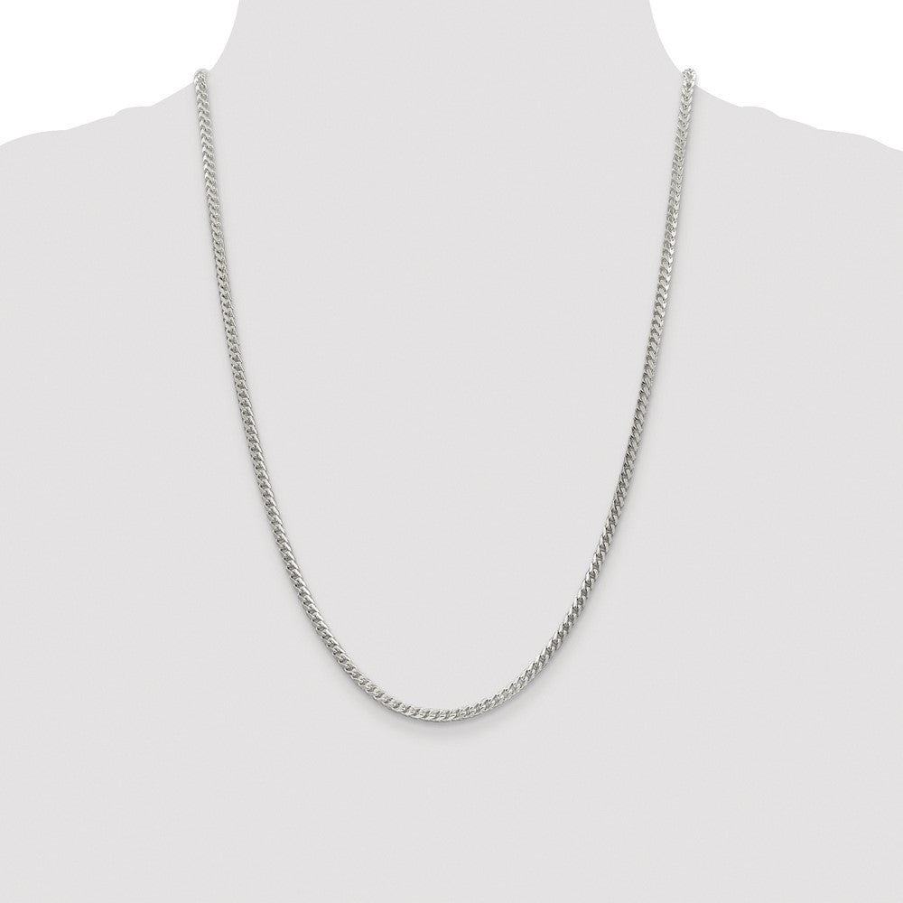 Sterling Silver 3.1mm Diamond-Cut Square Franco Chain Necklace 24"