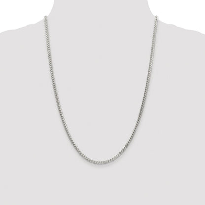 Sterling Silver 3.1mm Diamond-Cut Square Franco Chain Necklace 24"