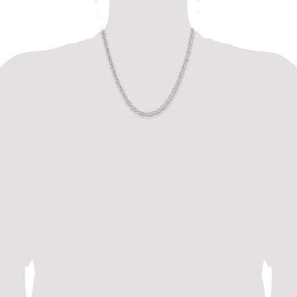 Sterling Silver 4.75mm Rounded Byzantine Chain Necklace 20"