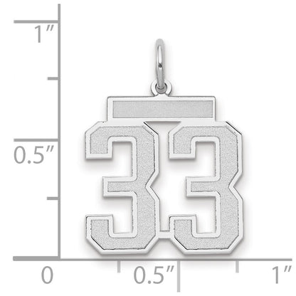 14k White Gold Medium Satin Number 33 Charm Pendant