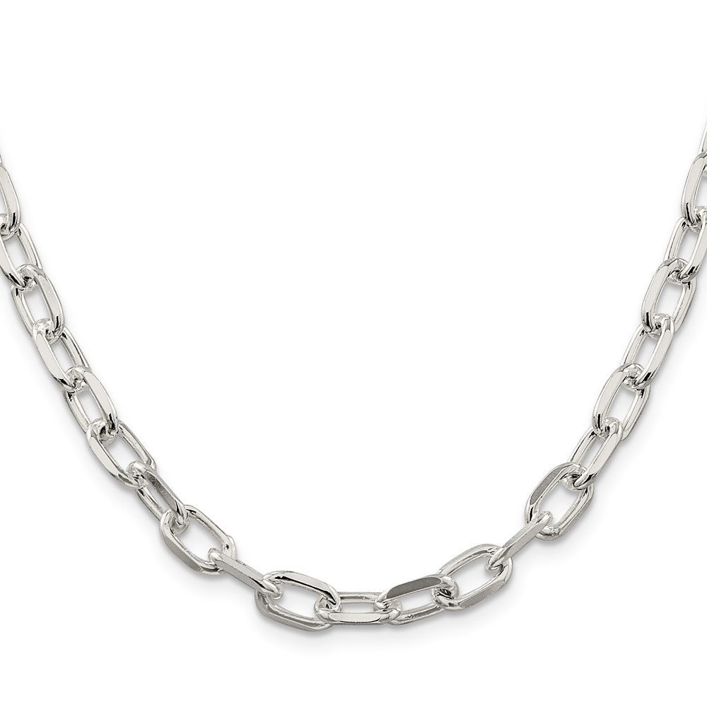 Sterling Silver 6.65mm Diamond-cut Long Link Cable Chain Necklace 24"