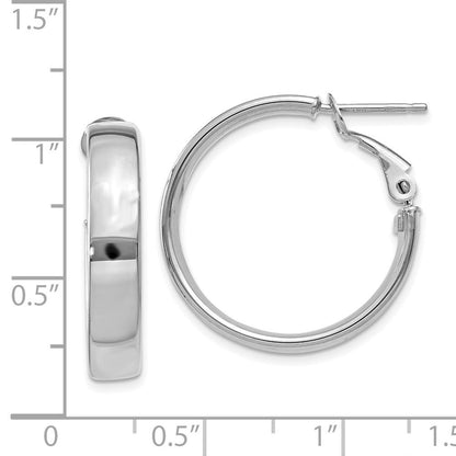 14k White Gold Omega Back Hoop Earrings