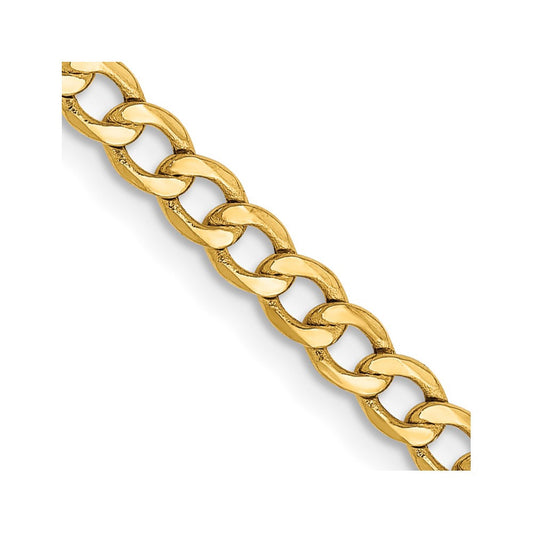 14k Yellow Gold 2.85mm Semi-Solid Curb with Lobster Clasp Chain Necklace 28"