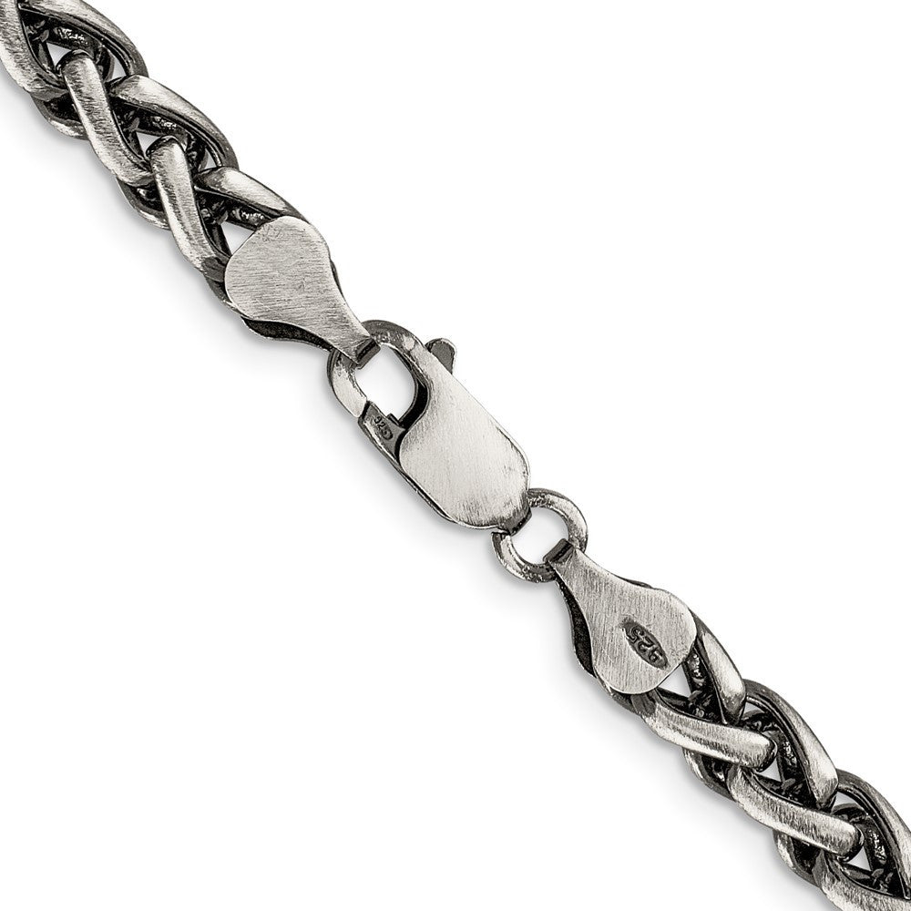 Sterling Silver Antiqued 6mm Round Spiga Chain Necklace 22"