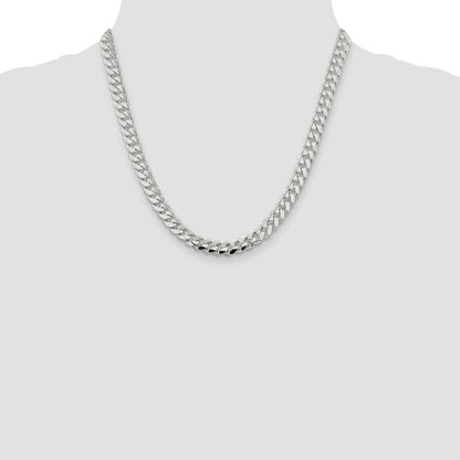 Sterling Silver 7.8mm Polished Domed Curb Chain Necklace 20"