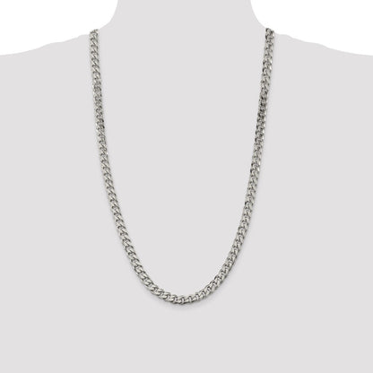 Sterling Silver 8.3mm Curb Chain Necklace 28"