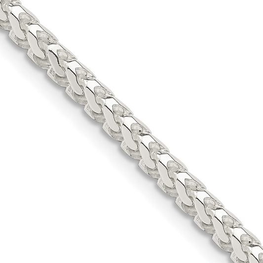 Sterling Silver 3.1mm Diamond-Cut Square Franco Chain Necklace 26"