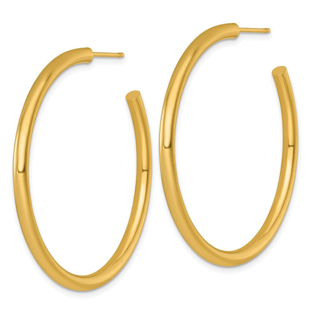 14k Yellow Gold Polished 3.0 x 45mm Tube C-Hoop Earrings
