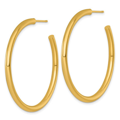 14k Yellow Gold Polished 3.0 x 45mm Tube C-Hoop Earrings