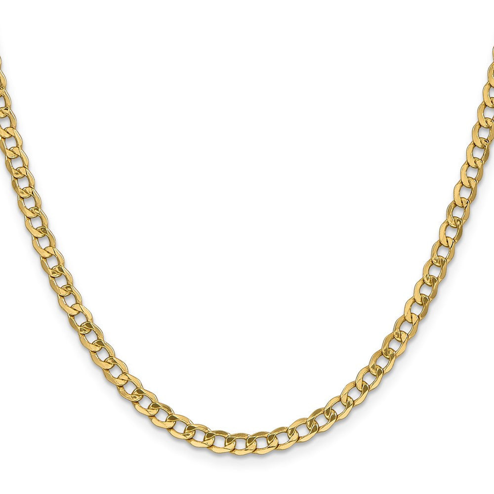 14k Yellow Gold 4.3mm Semi-Solid Curb with Lobster Clasp Chain Necklace 18"