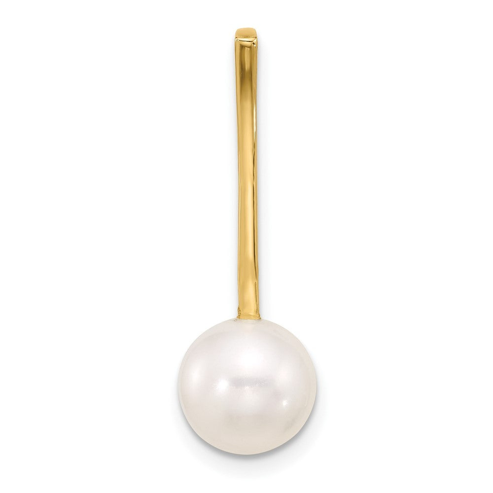 14k Yellow Gold 8-9mm White Round Freshwater Cultured Pearl Drop Chain Slide