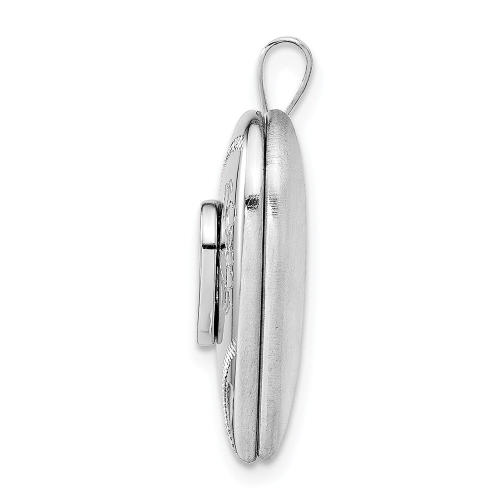 Sterling Silver Rhodium-plated Diamond & CZ Heart Locket Pendant