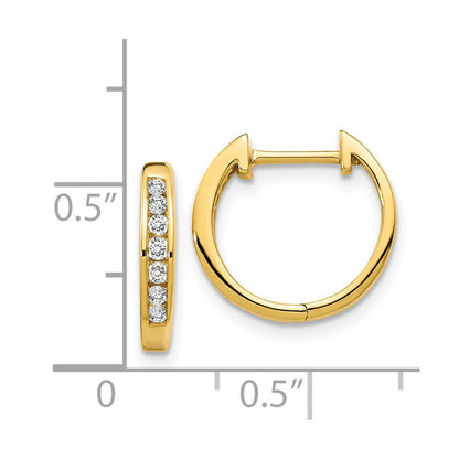 14k Yellow Gold Gold Polished Diamond Hinged Hoop Earrings