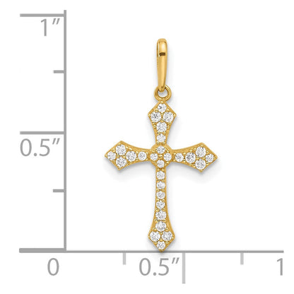 14k Yellow Gold Polished CZ Passion Cross Pendant