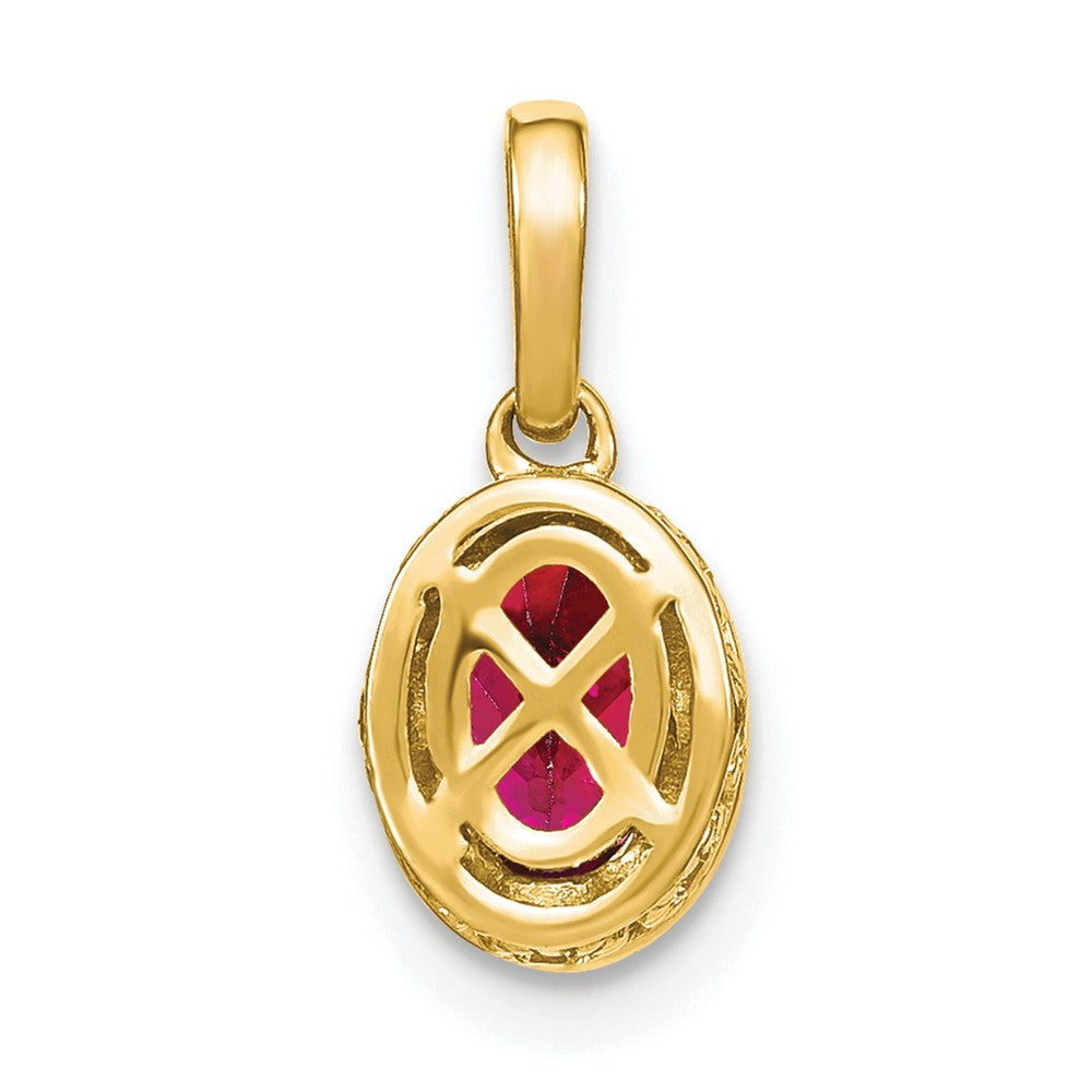 14k Yellow Gold Oval Ruby and Diamond Pendant