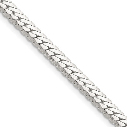 Sterling Silver Polished 5.1mm Double Oval Flat Chain Necklace 24"