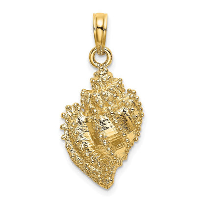 14k Yellow Gold Textured Conch Shell Charm Pendant