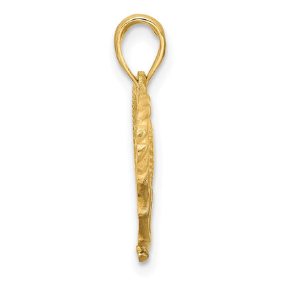 14k Yellow Gold with Rhodium Fancy Rope Heart and Anchor Charm Pendant