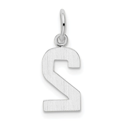 14k White Gold Small Polished Number 2 Charm Pendant