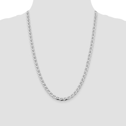 Sterling Silver 5.7mm Diamond-Cut Flat Anchor Curb Chain Necklace 24"