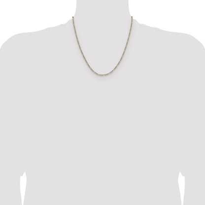 14k Yellow Gold 2.3mm Semi-solid with Rhodium Pav� Figaro Chain Necklace 20"