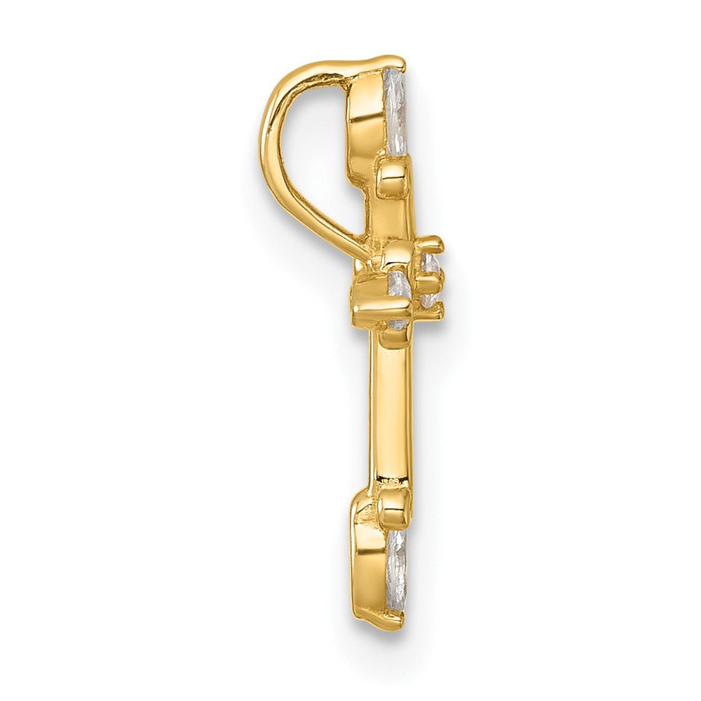 14k Yellow Gold Polished Fancy CZ Cross Chain Slide