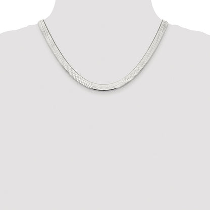 Sterling Silver Rhodium-plated 8mm Magic Herringbone Chain Necklace 18"