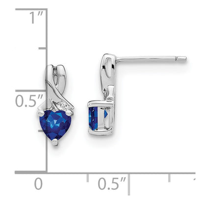 Sterling Silver Rhodium-plated Created Sapphire and Diamond Dangle Earrings