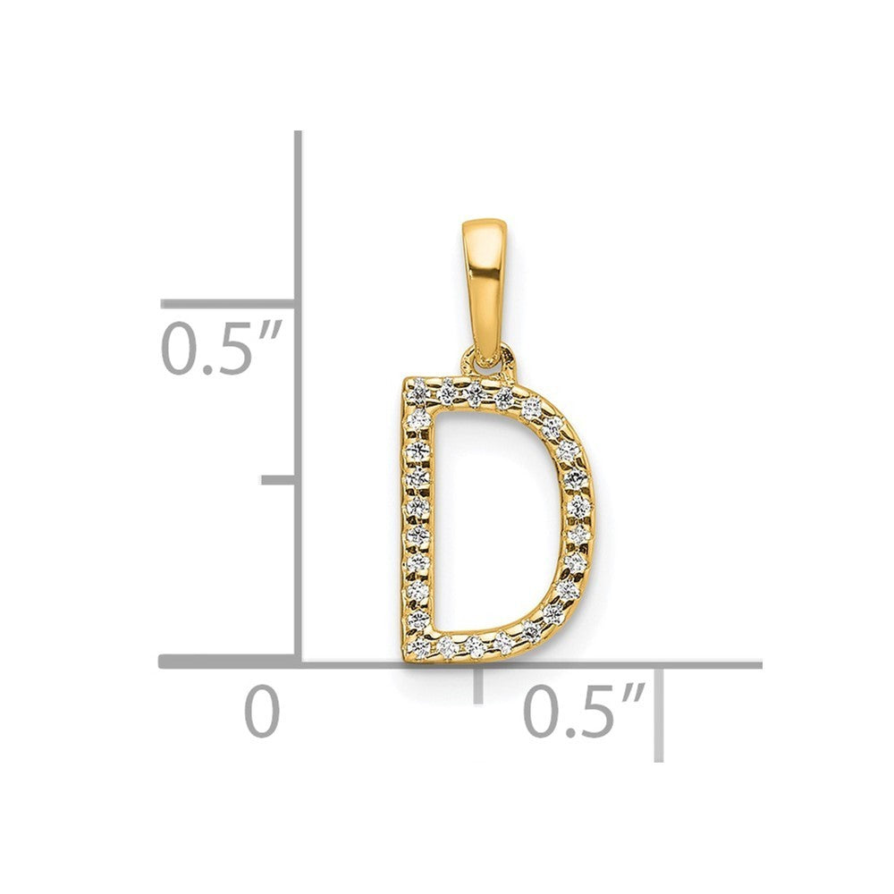 14k Yellow Gold Diamond Letter D Initial Pendant