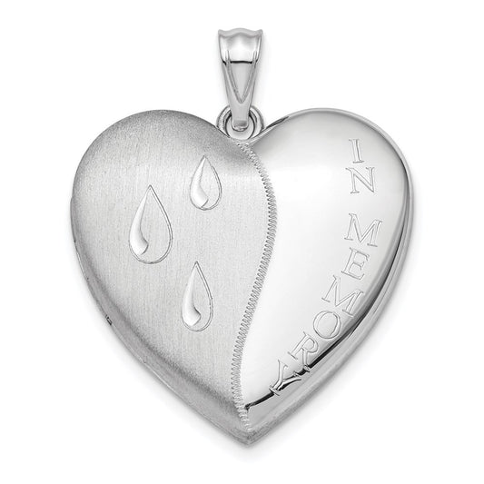 Sterling Silver Rhodium-plated 24mm In Memory Ash Holder Heart Locket Pendant