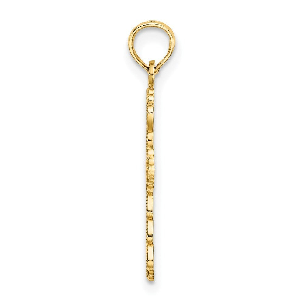 14k Yellow Gold Scalloped Cross Charm Pendant