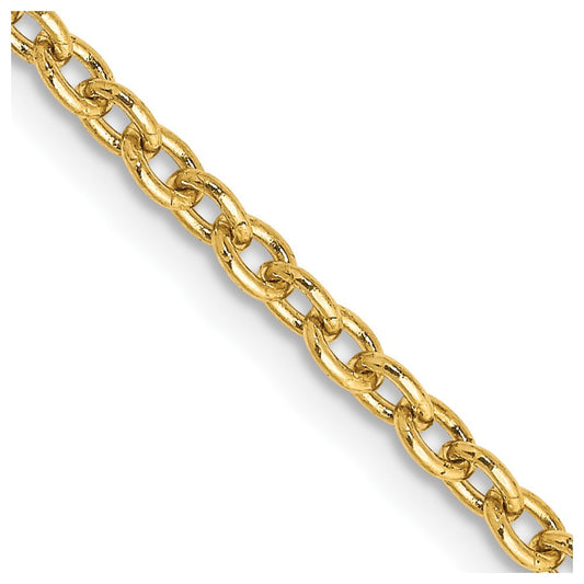 14k Yellow Gold 2.4mm Round Open Link Cable Chain Necklace 16"