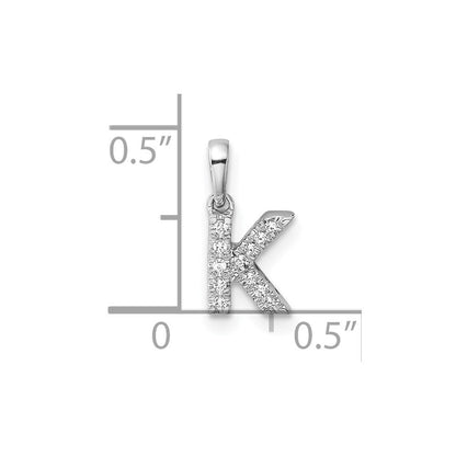 14k White Gold Diamond Letter K Initial with Bail Pendant