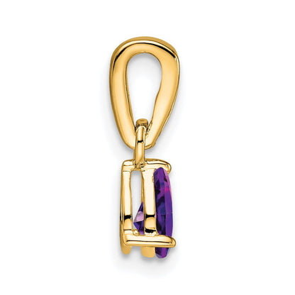 14k Yellow Gold Pear Amethyst and Diamond Pendant