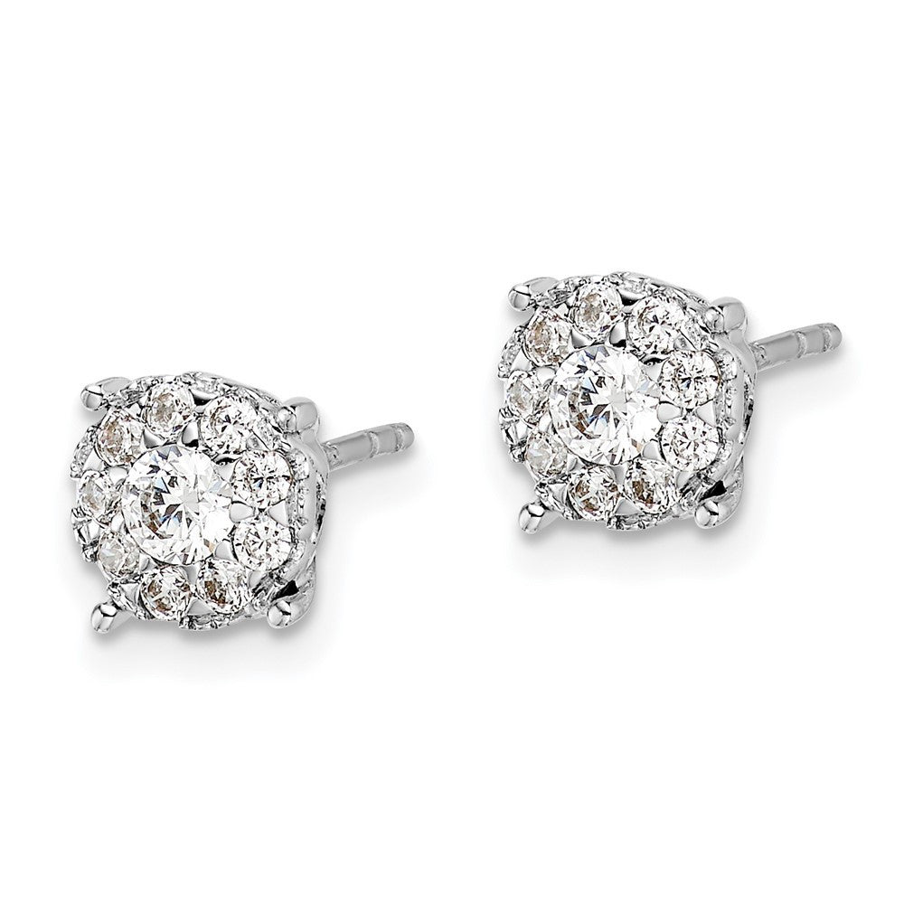 14k White Gold Diamond Cluster Stud Earrings